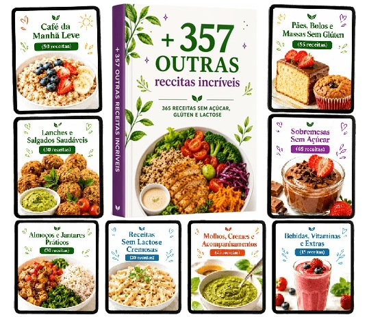 Mosaico com prévia das 357 receitas extras